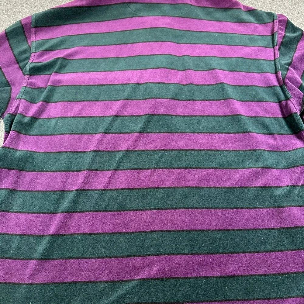 VTG INDUSTRIAL RAGS Men's XXL 1/4 Zip Pullover Shirt Purple Green Stripe Classic